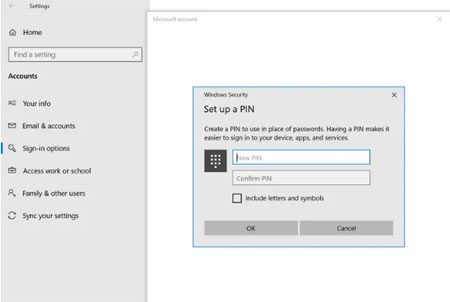 podešavanje PIN-a windows 10
