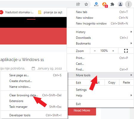 brisanje keš memorije google chrome