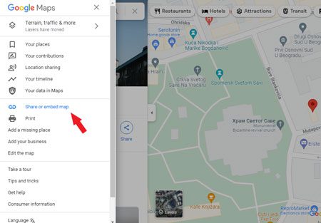 deljenje mapa google maps