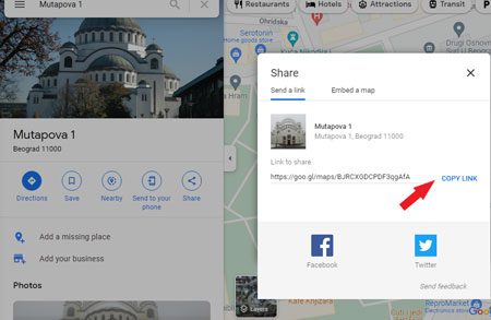 kako podeliti lokaciju google mape