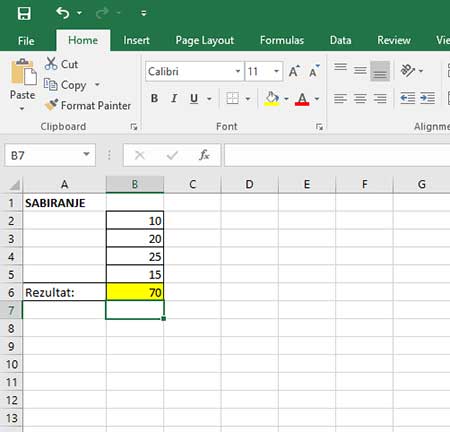Osnovne formule u Excel-u