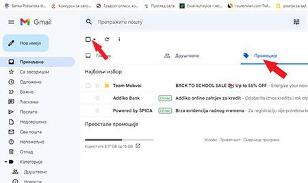 Kako brzo izbrisati staru e-poštu u Gmail-u