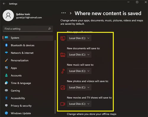 Kako promeniti lokaciju na kojoj se čuvaju datoteke u Windows 11