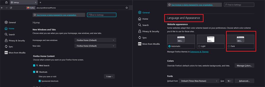 Google Chrome Dark Mode