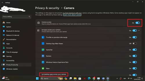 Kako blokirati aplikacije da pristupe web kameri windows 11